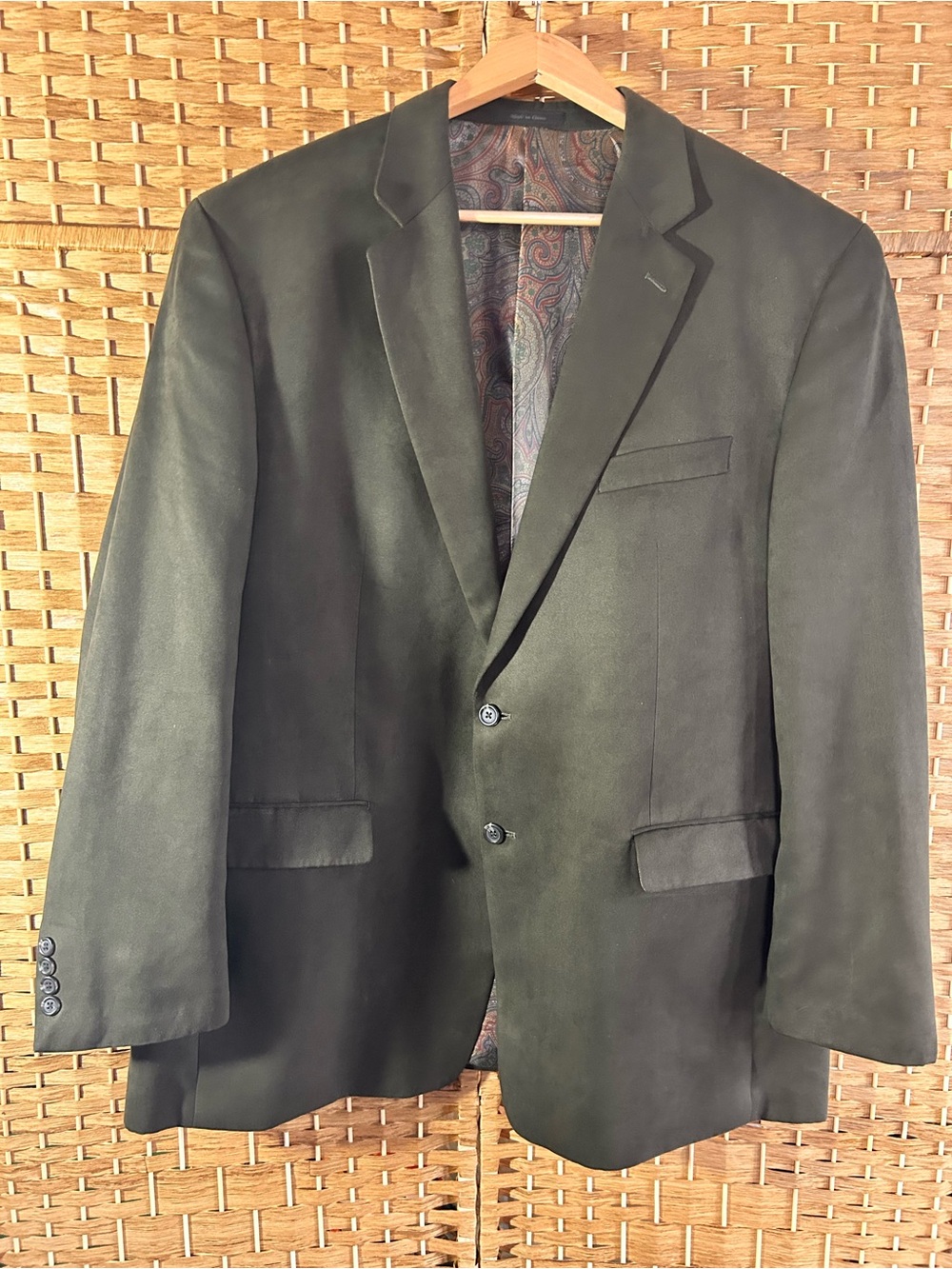 Lauren Ralph Lauren Olive Green Paisley Lined Men’s Blazer 52L